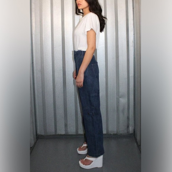 tt studios NTK Rodeo Blue Cotton Heavy Denim High Waisted Straight Leg Jeans 24 - Picture 3 of 10